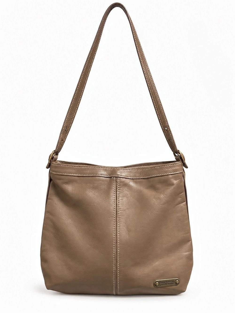 Great American Leatherworks Taupe Leather Shoulder Crossbody Bag